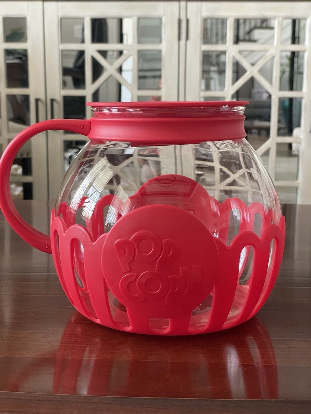 Original Ecolution Micro-Pop 3 Quart Microwave Popcorn Popper Glass Red